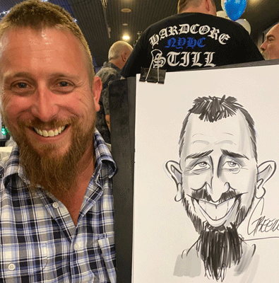 Caricature cartoonist for events with David Green