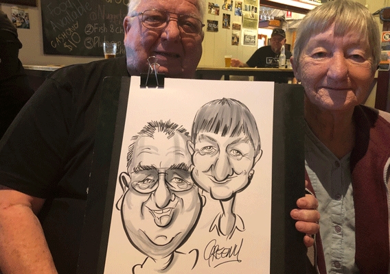 Weddings Hire Cartoonist Artist cartoon portrait by David Green