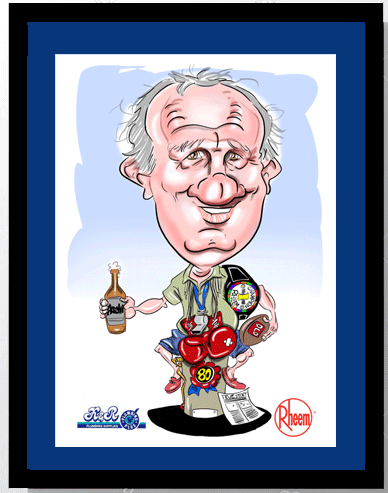 Framed caricatures delivered throughout Australia by cartoonist David Green