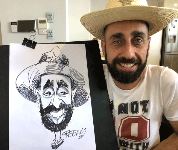 Caricature cartoonist for events with David Green