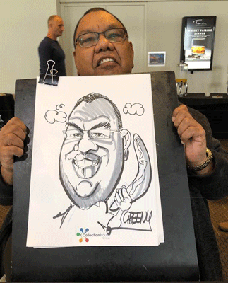 Caricature cartoonist for events with David Green