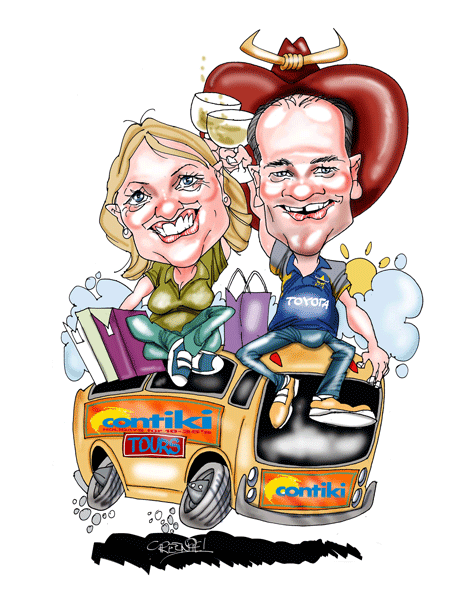 Caricature car and bikes cartoons by David Green.