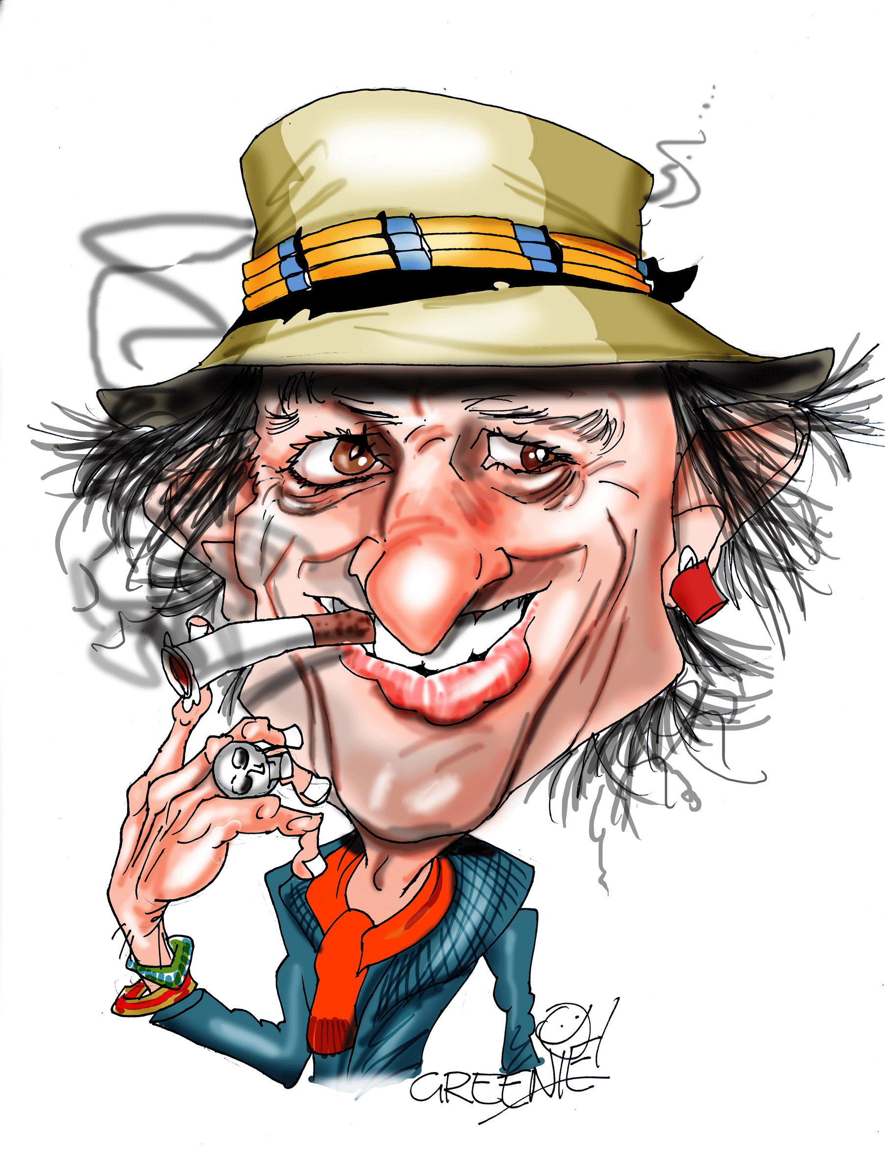 celebrity birthday of the week a caricature of Keith Richards by cartoonist David Green