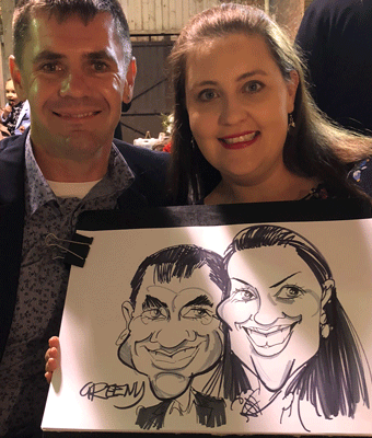 Wedding hire caricatures by caricature artist David Green