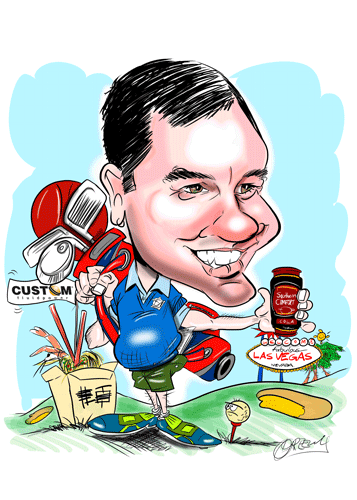 Birthday gifts caricatures by caricature cartoonist David Green