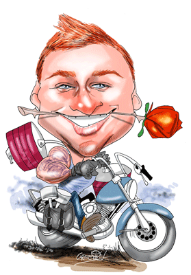 Caricature car and bikes cartoons by David Green.