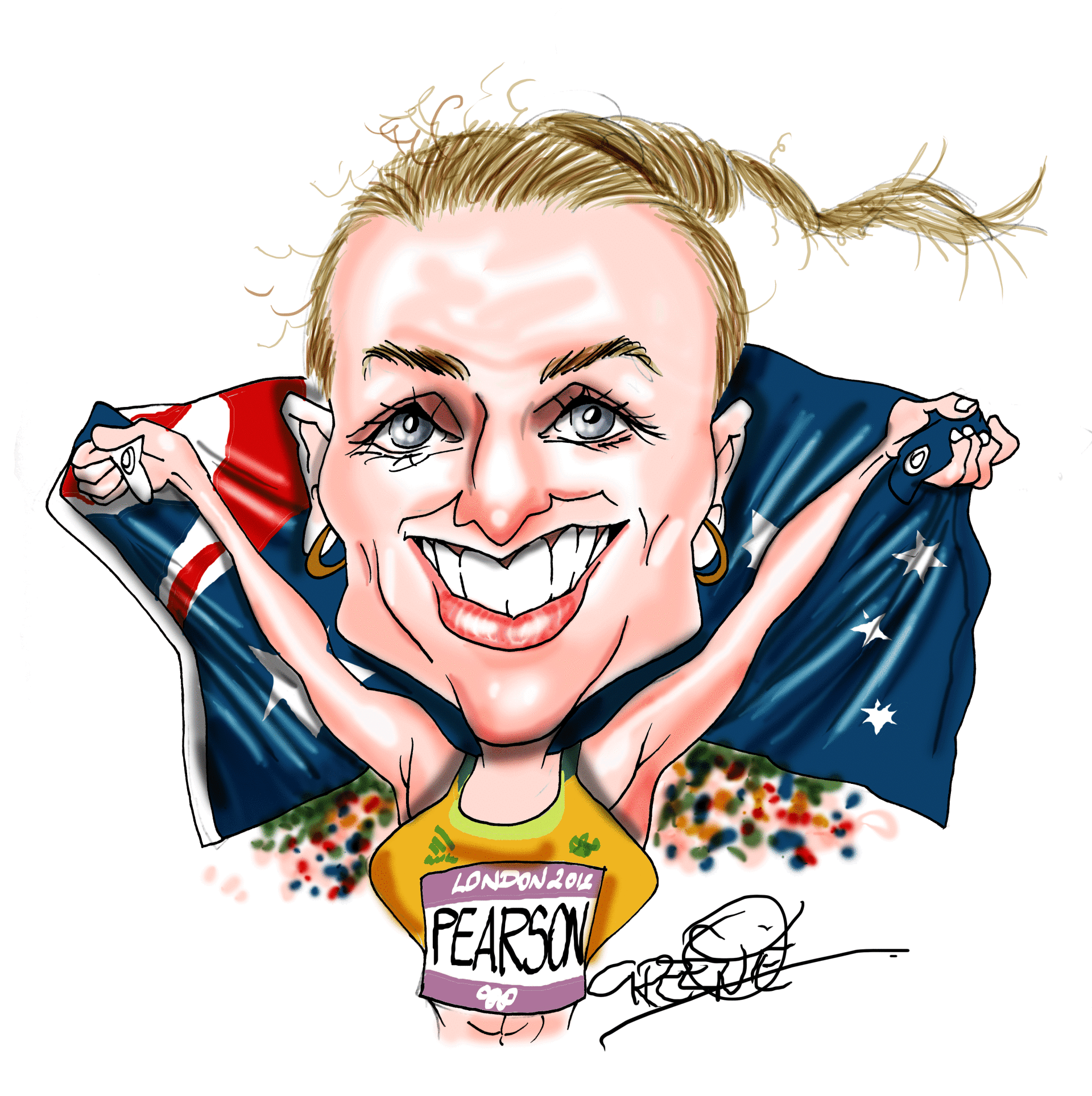 Sports star of the week Sally Pearson by caricature artist David Green
