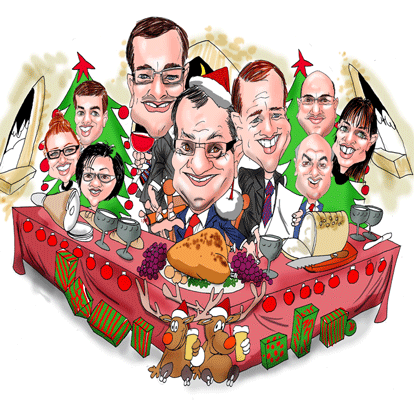 family group business caricatur