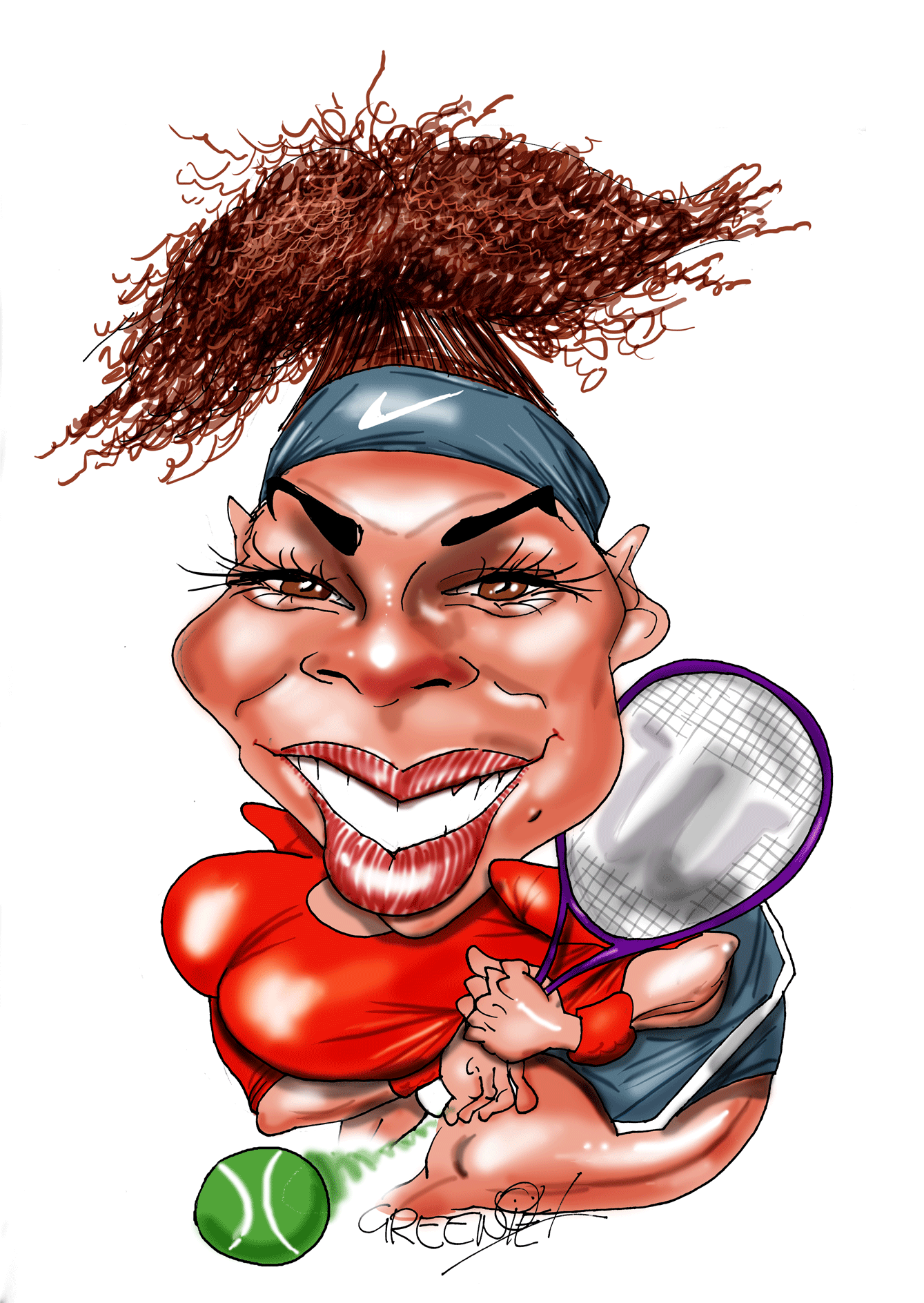 sports star of the week Serena Williams by cartoonist david green