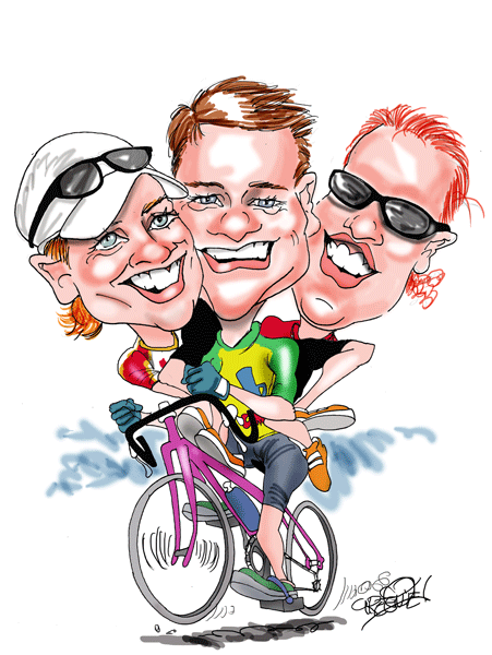 Caricature car and bikes cartoons by David Green.