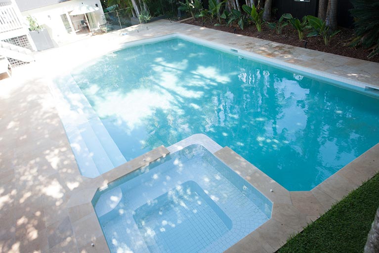 pool and spa on angle ascot