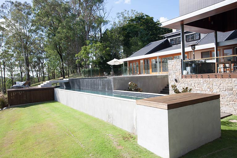 country home pool waterfall brookfield