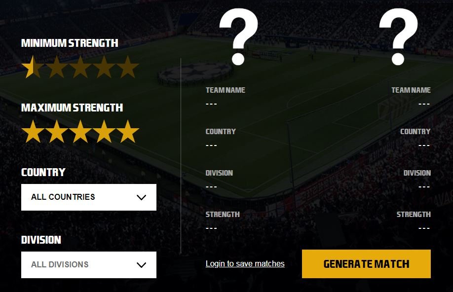 FIFA 20 Match creator