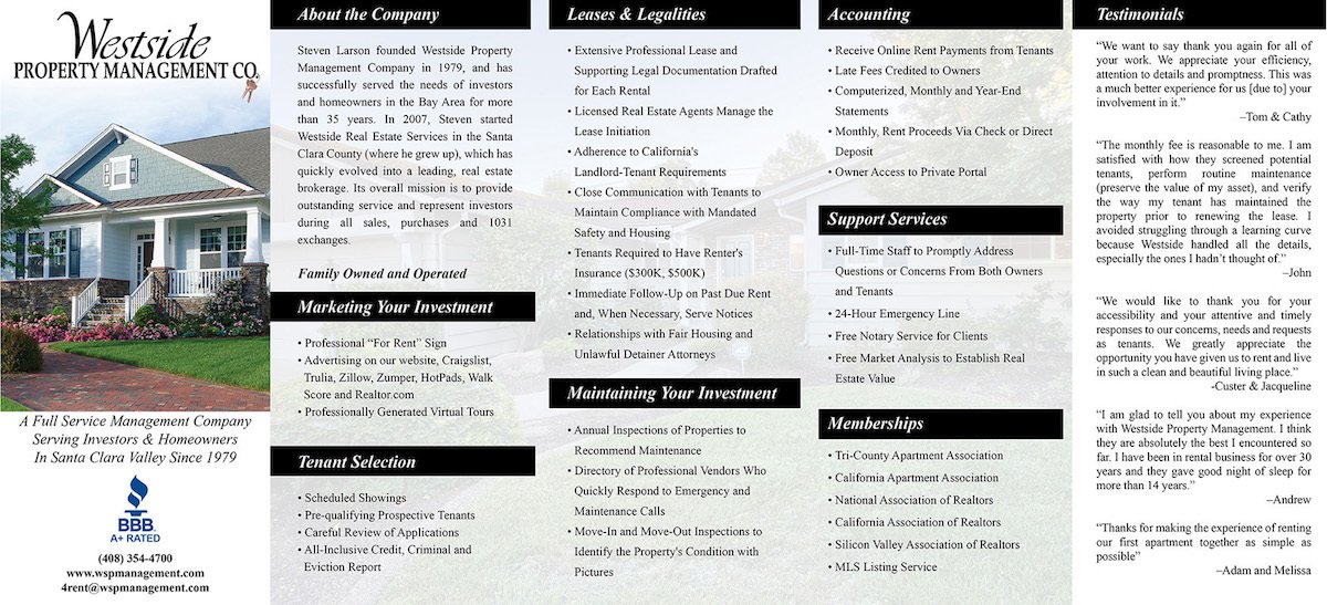 Marketing Brochure Westside Property Management Company