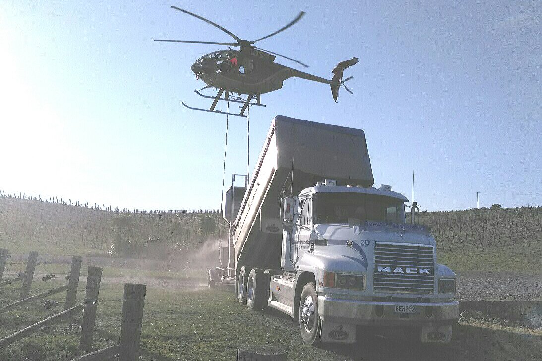 Fertiliser spreading in the Marlborough region by Renwick Transport.