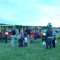 people gathered at the funky farm event