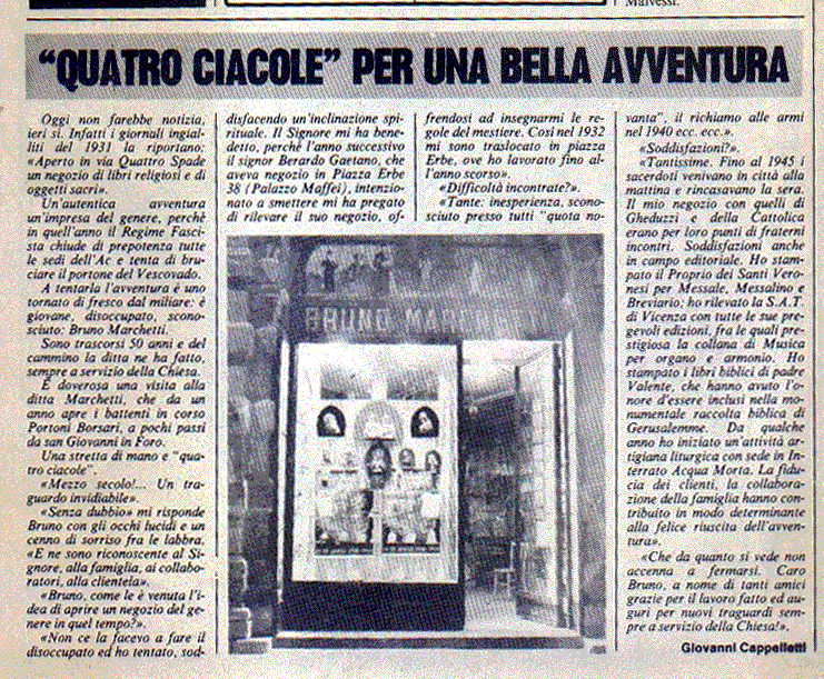 Articolo inerente il negozio di oggetti sacri