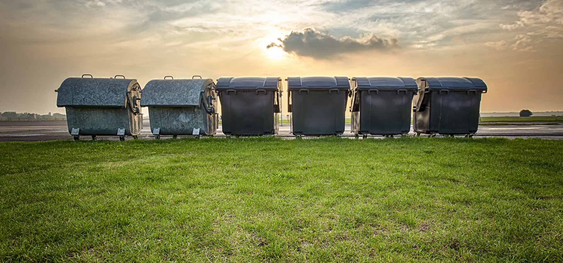 lightning bin hire trash cans in sunset