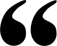 A pair of black quotation marks on a white background.