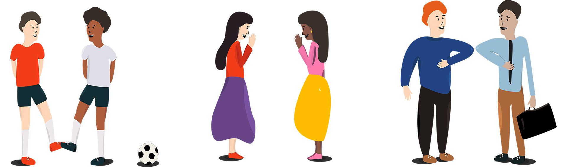 an illustration of people greeting each other