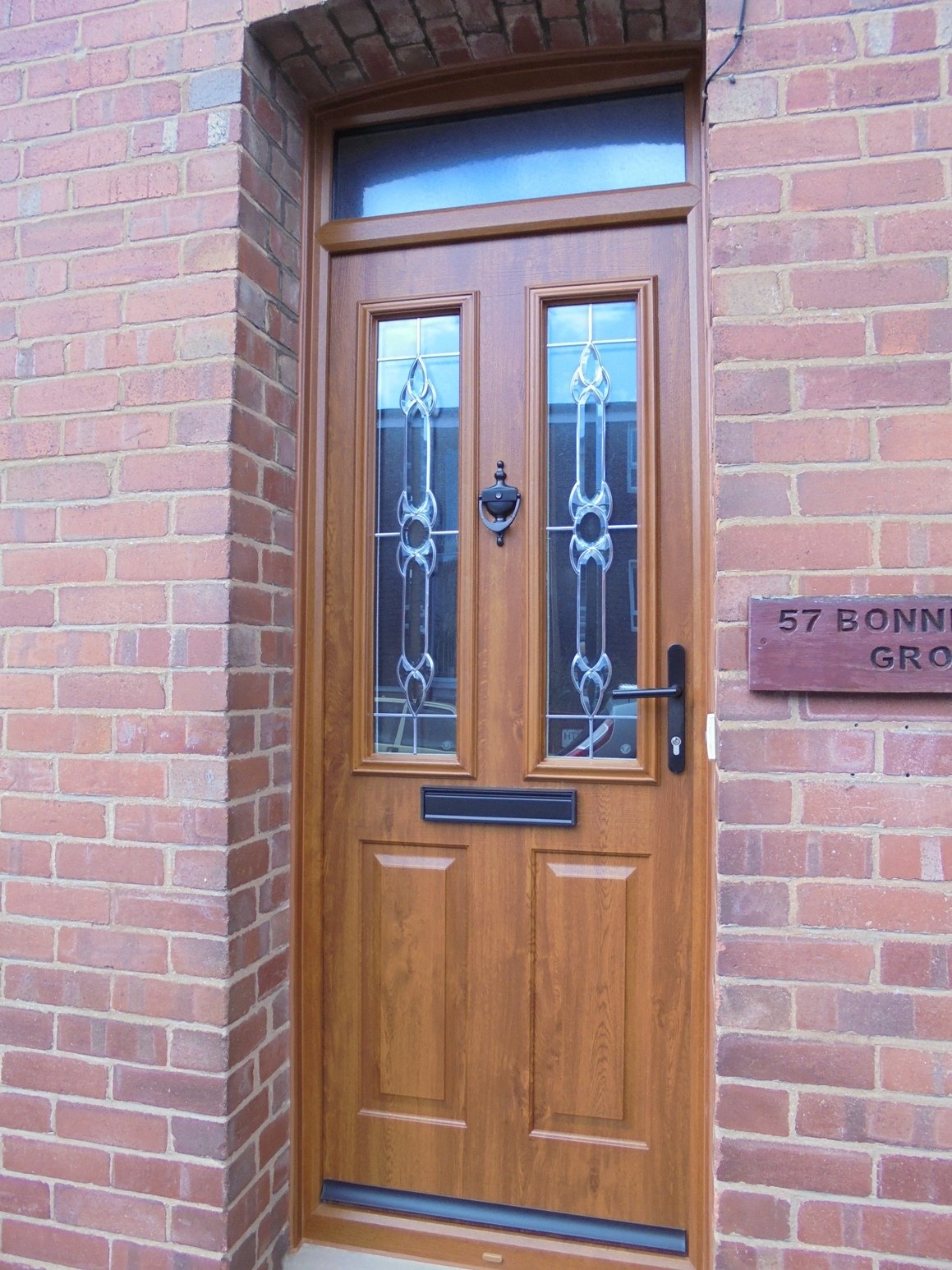 Golden Oak Solidor composite door installation in Exeter, Devon