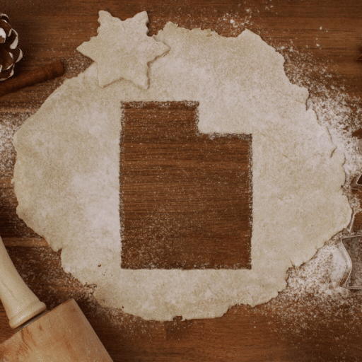 A piece of dough with the shape of utah on it