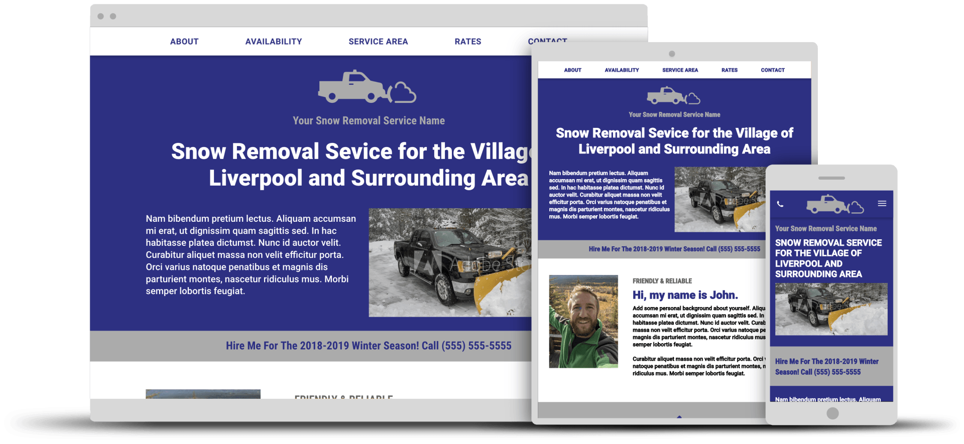 snow removal service template landing page