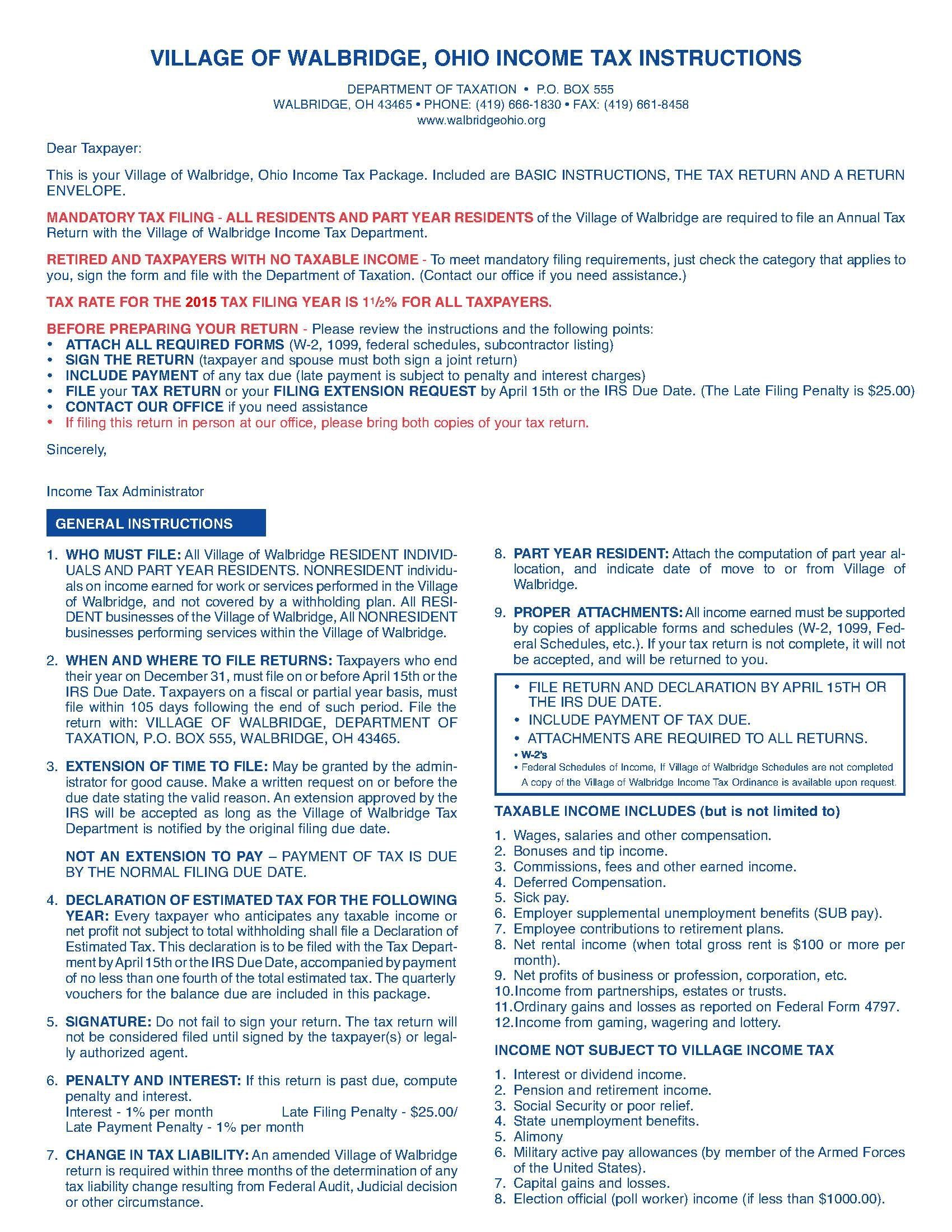 2014 ohio tax forms village of walbridge ohio tax forms 2014 ohio tax forms village of walbridge ohio tax forms
