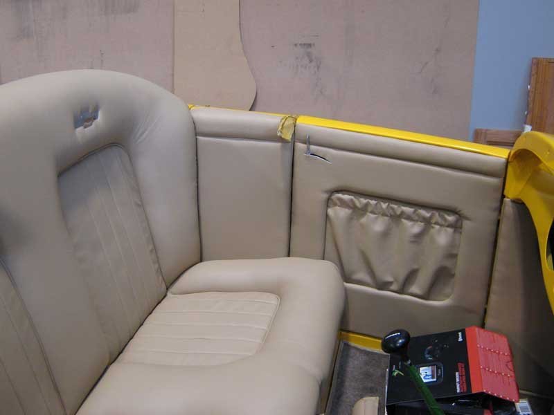 tan leather seating  and door panel in custom hot rod