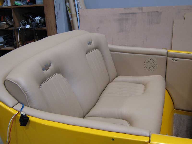 tan leather seating in custom hot rod 2
