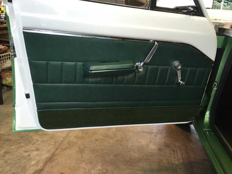 forest green door panel in custom car