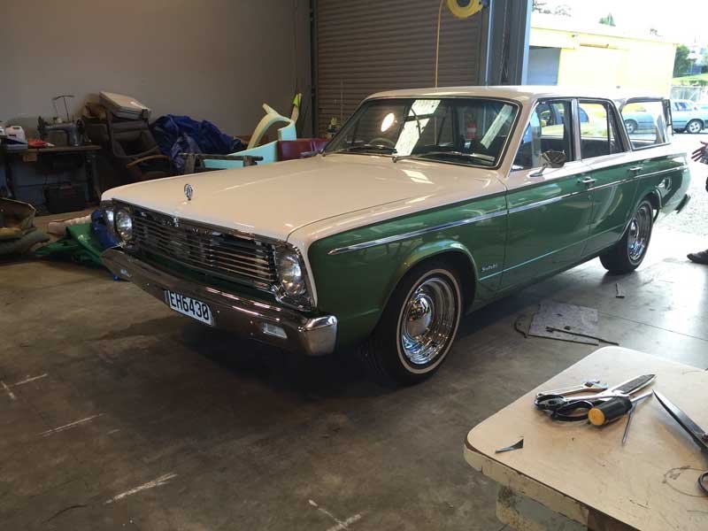 green and white custom car