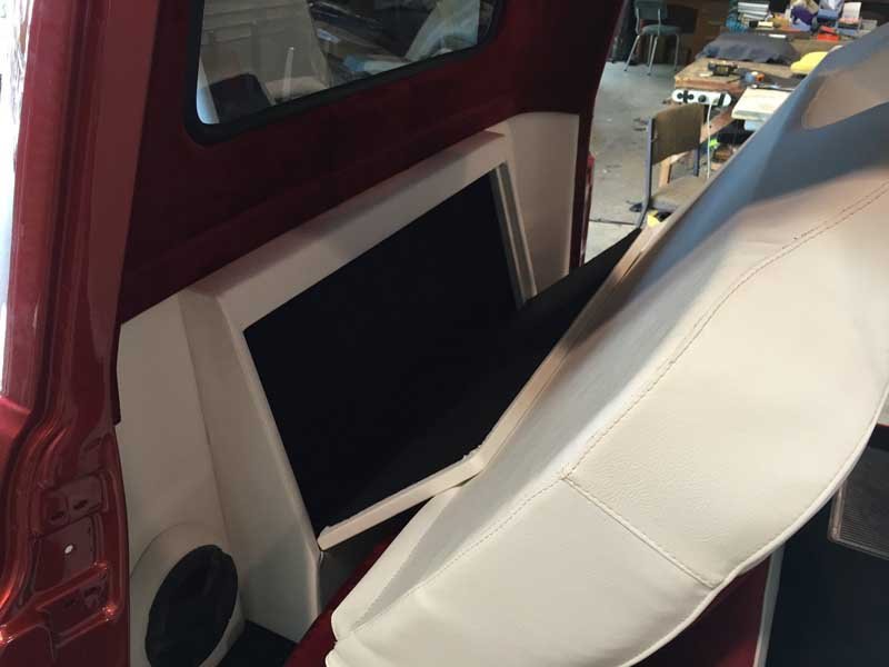 storage and sound system in custom car