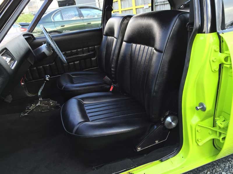 black leather drivers area in muscle car 2