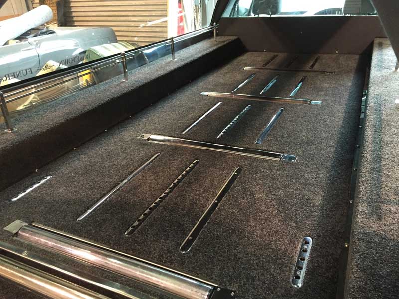 after interior of silver hearse upholstery 2