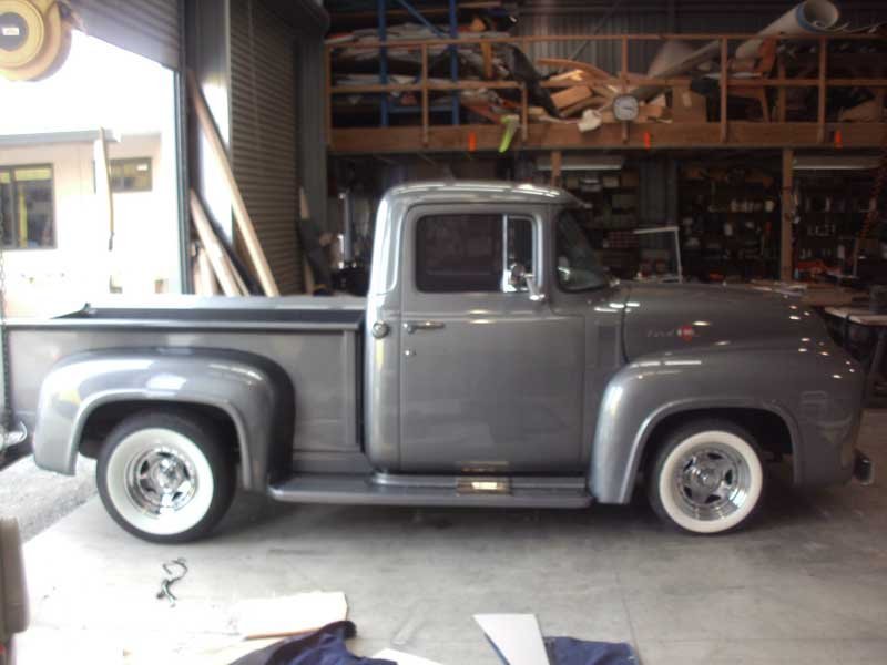 custom vintage gray pickup truck