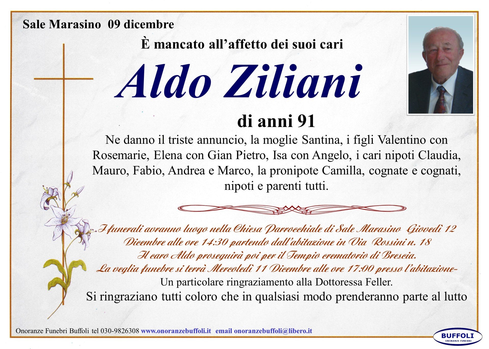 Avvisi di lutto Corte Franca, BS Onoranze Funebri Buffoli Avvisi di lutto Corte Franca, BS Onoranze Funebri Buffoli