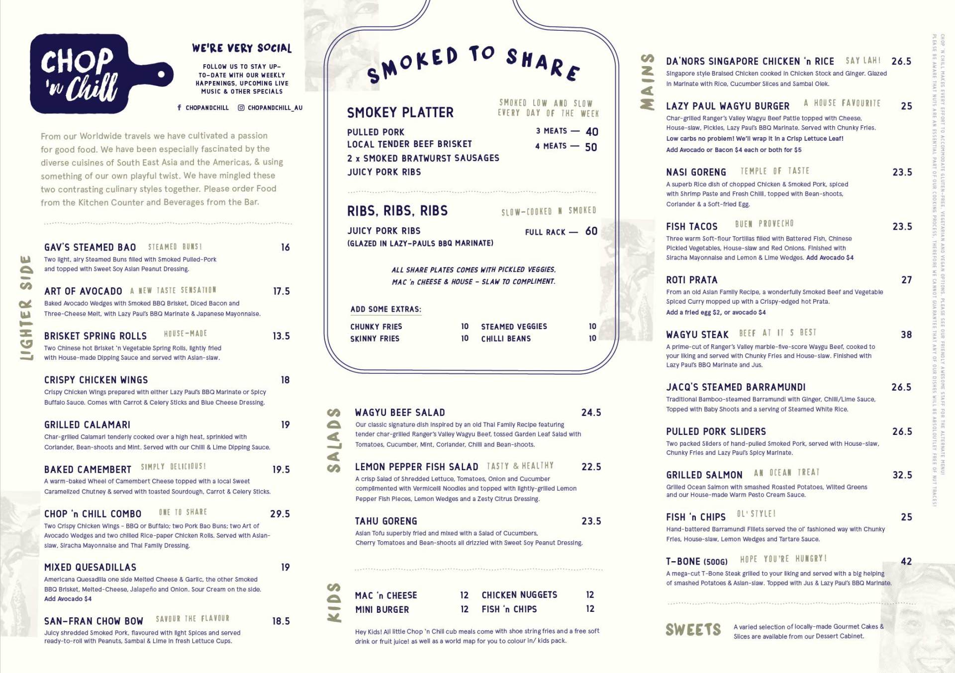 2018 September Chop 'n Chill New Menu