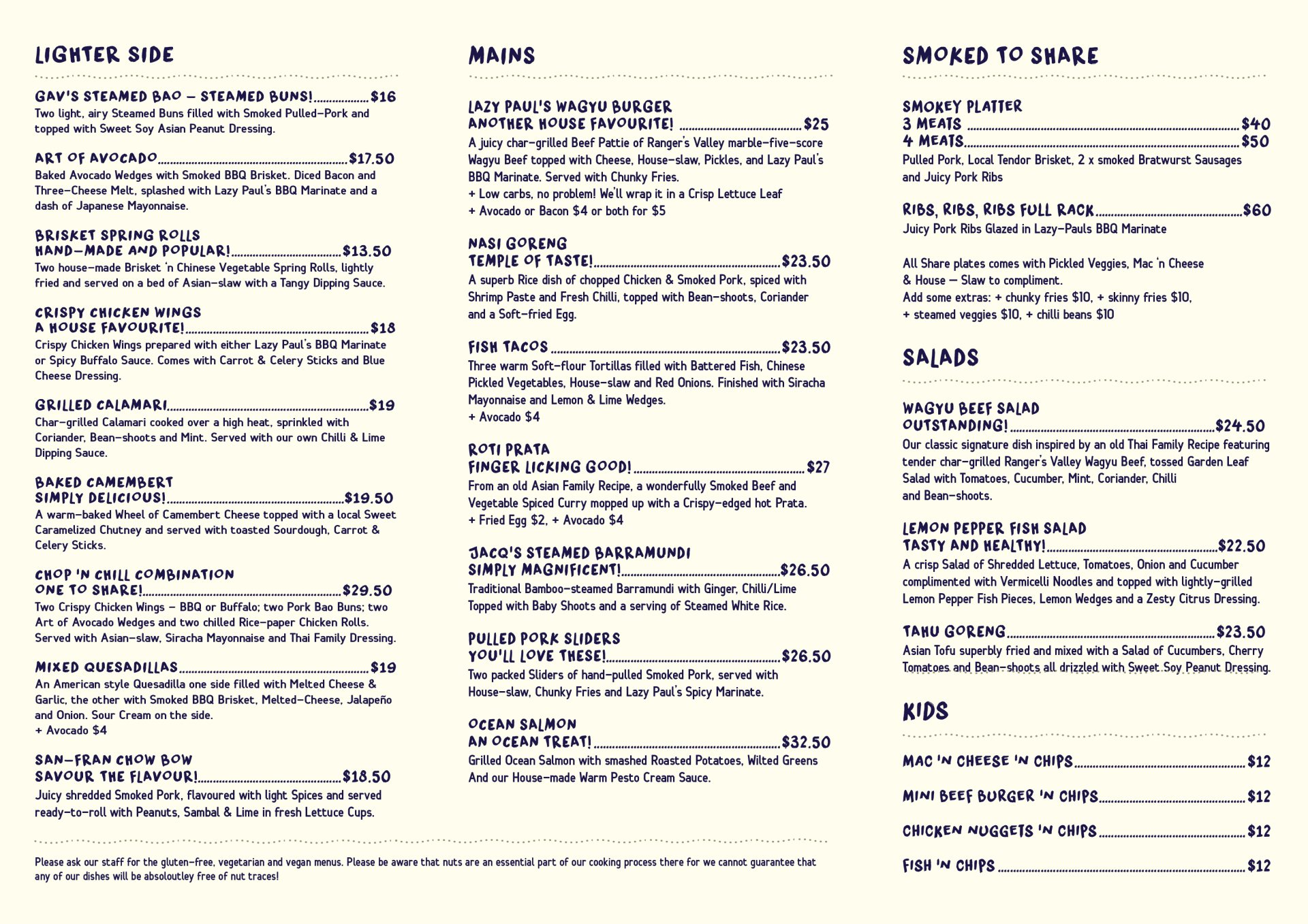 2019 Chop 'n Chill New Take Away Menu