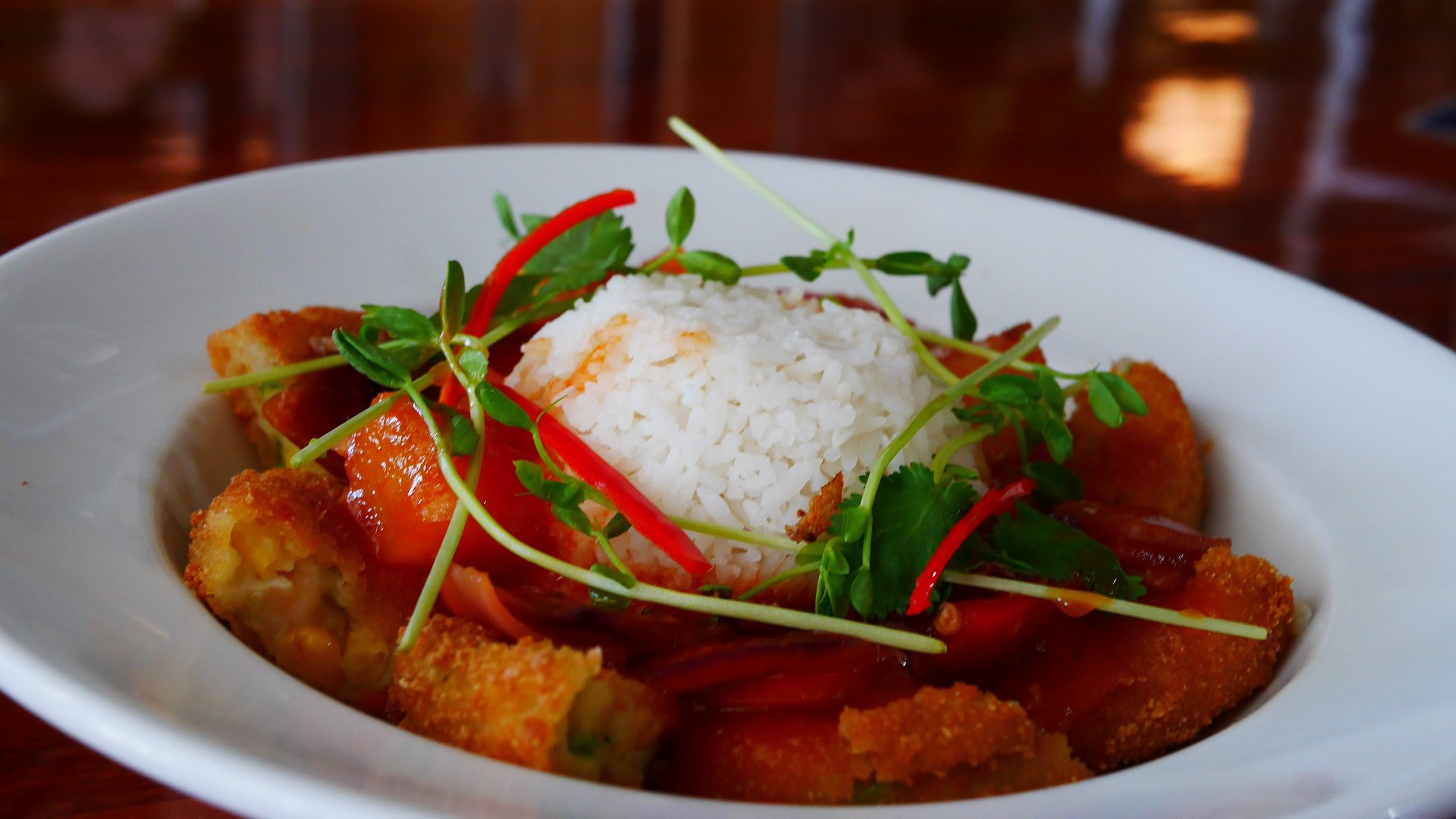 Sweet & Sour Vegetarian Croquettes with Rice