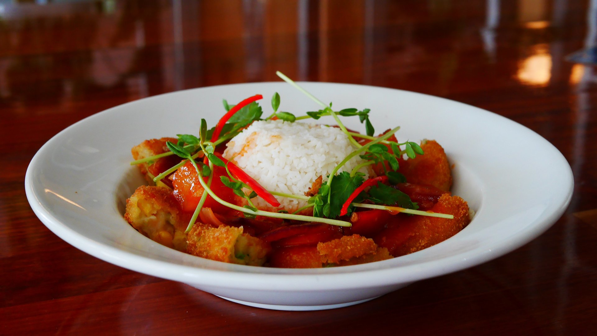 Sweet & Sour Vegetarian Croquettes with Rice