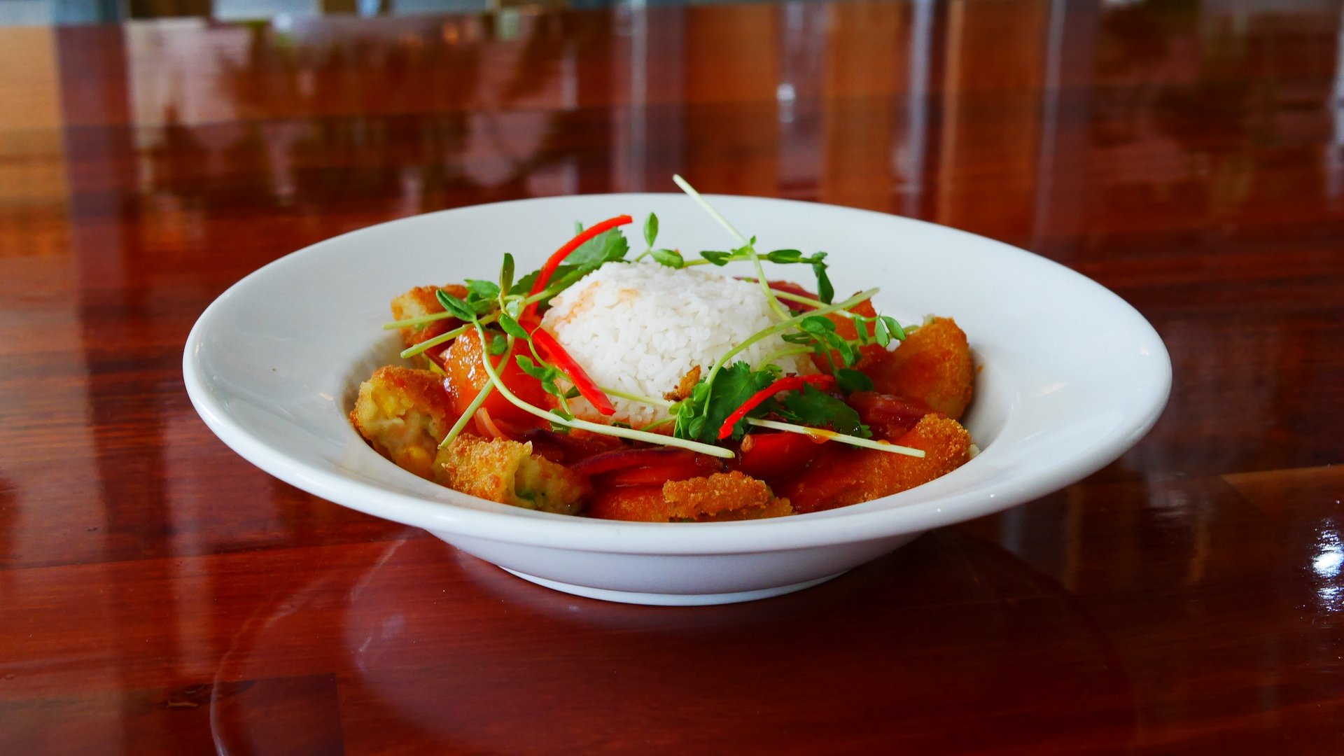 Sweet & Sour Vegetarian Croquettes with Rice