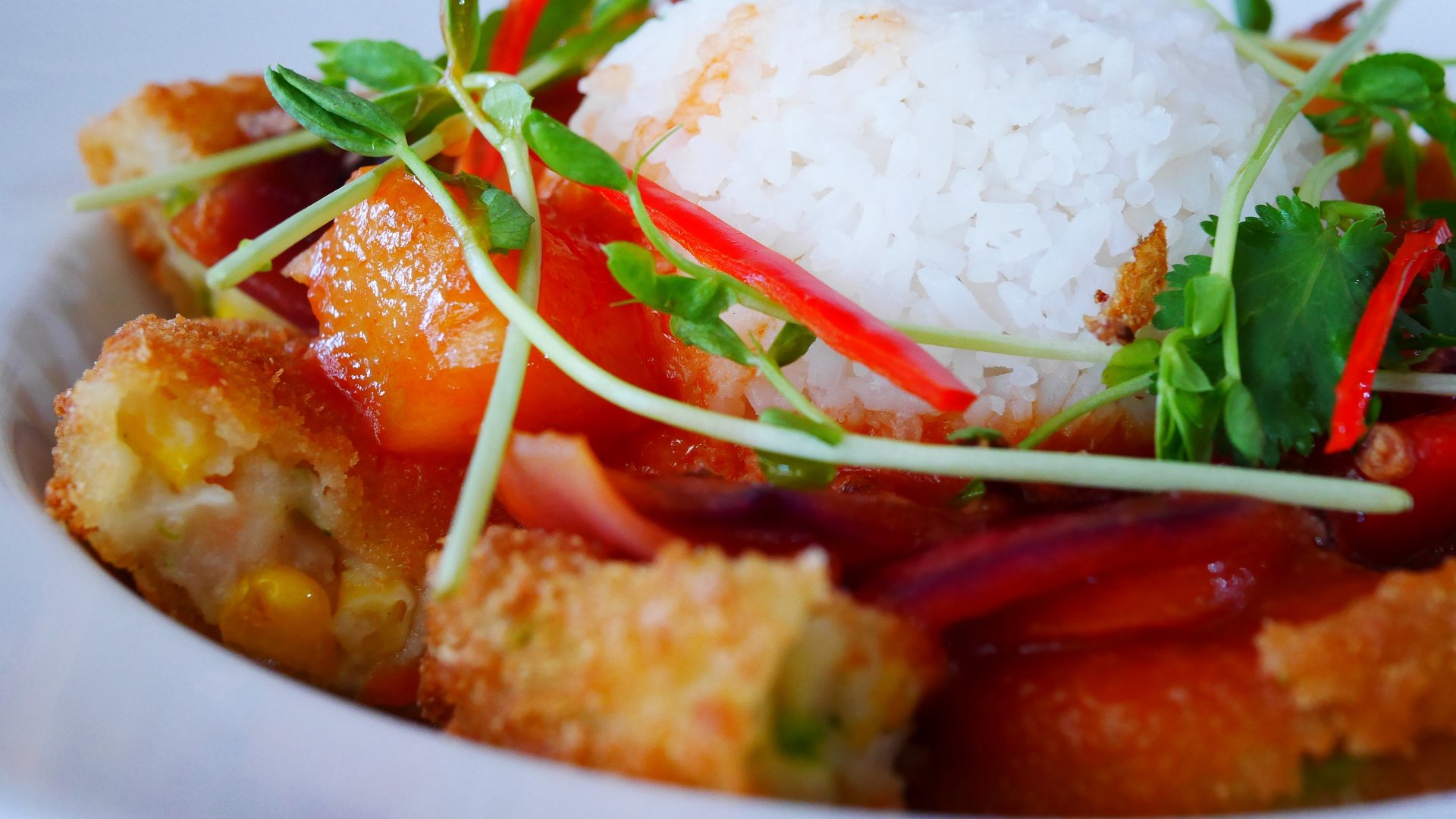 Sweet & Sour Vegetarian Croquettes with Rice