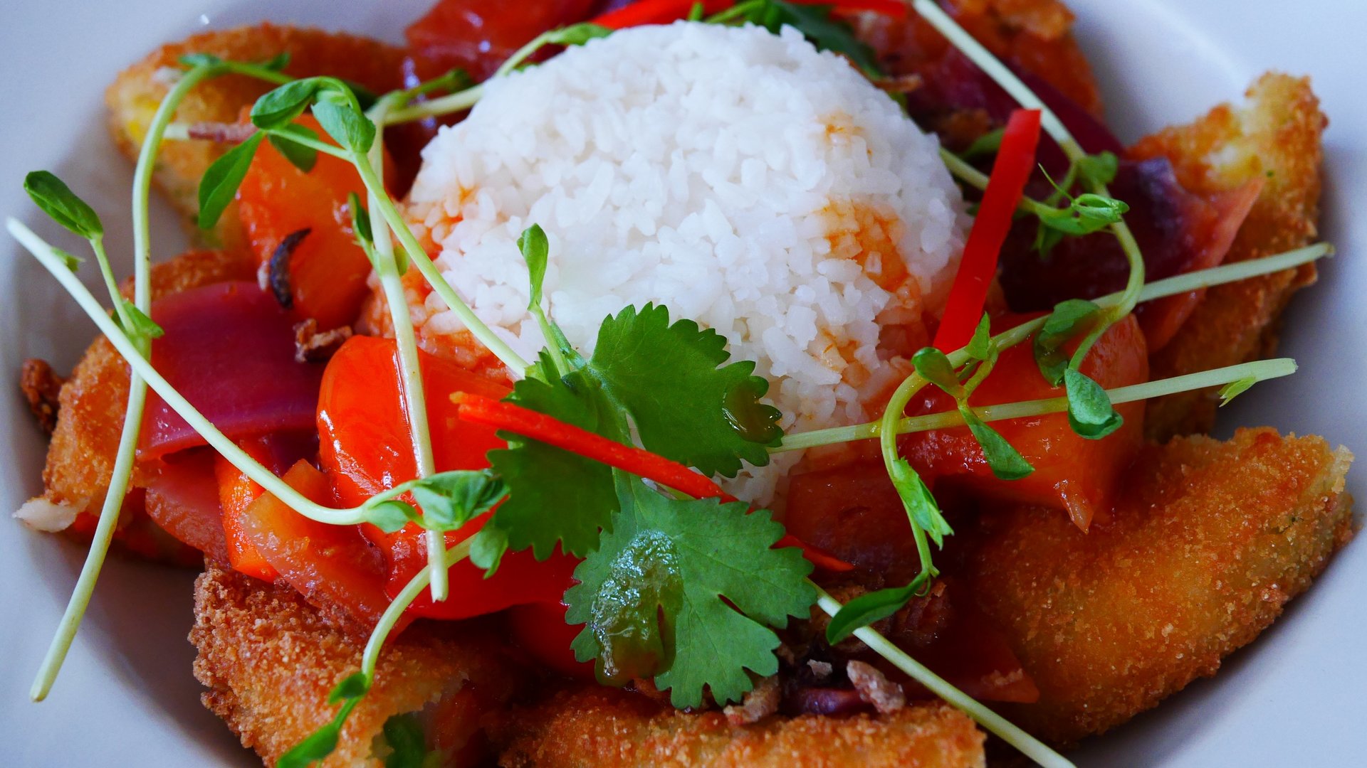 Sweet & Sour Vegetarian Croquettes with Rice