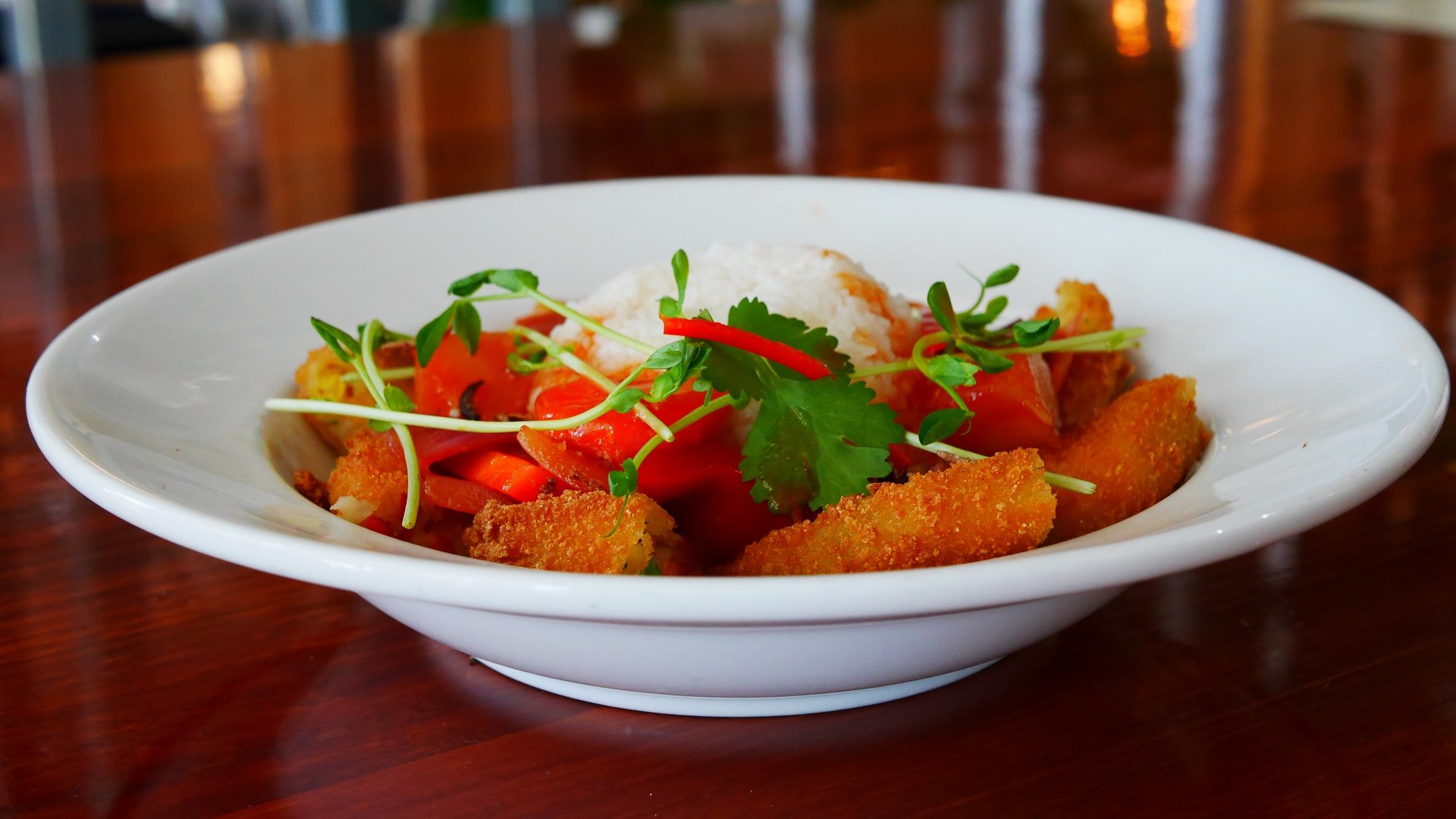 Sweet & Sour Vegetarian Croquettes with Rice