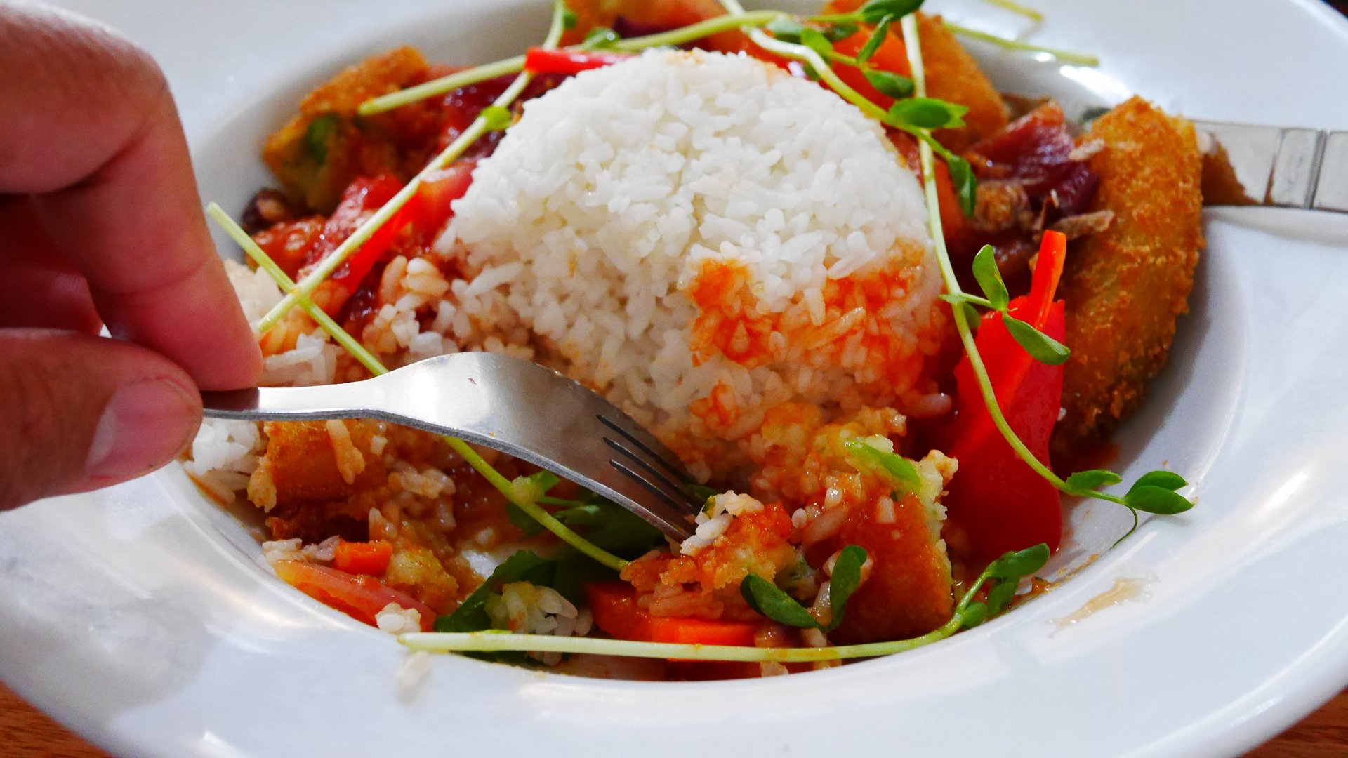 Sweet & Sour Vegetarian Croquettes with Rice