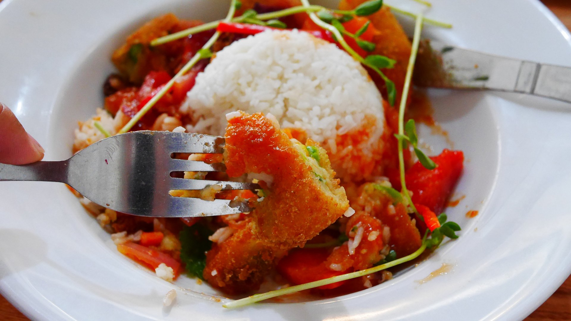 Sweet & Sour Vegetarian Croquettes with Rice