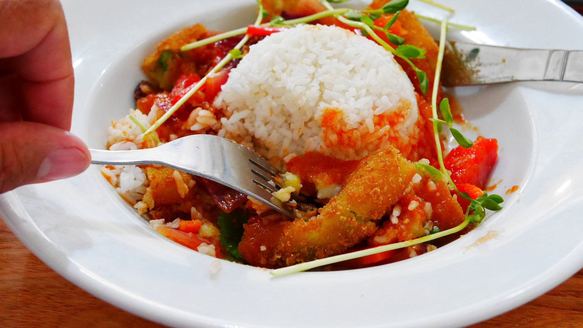 Sweet & Sour Vegetarian Croquettes with Rice