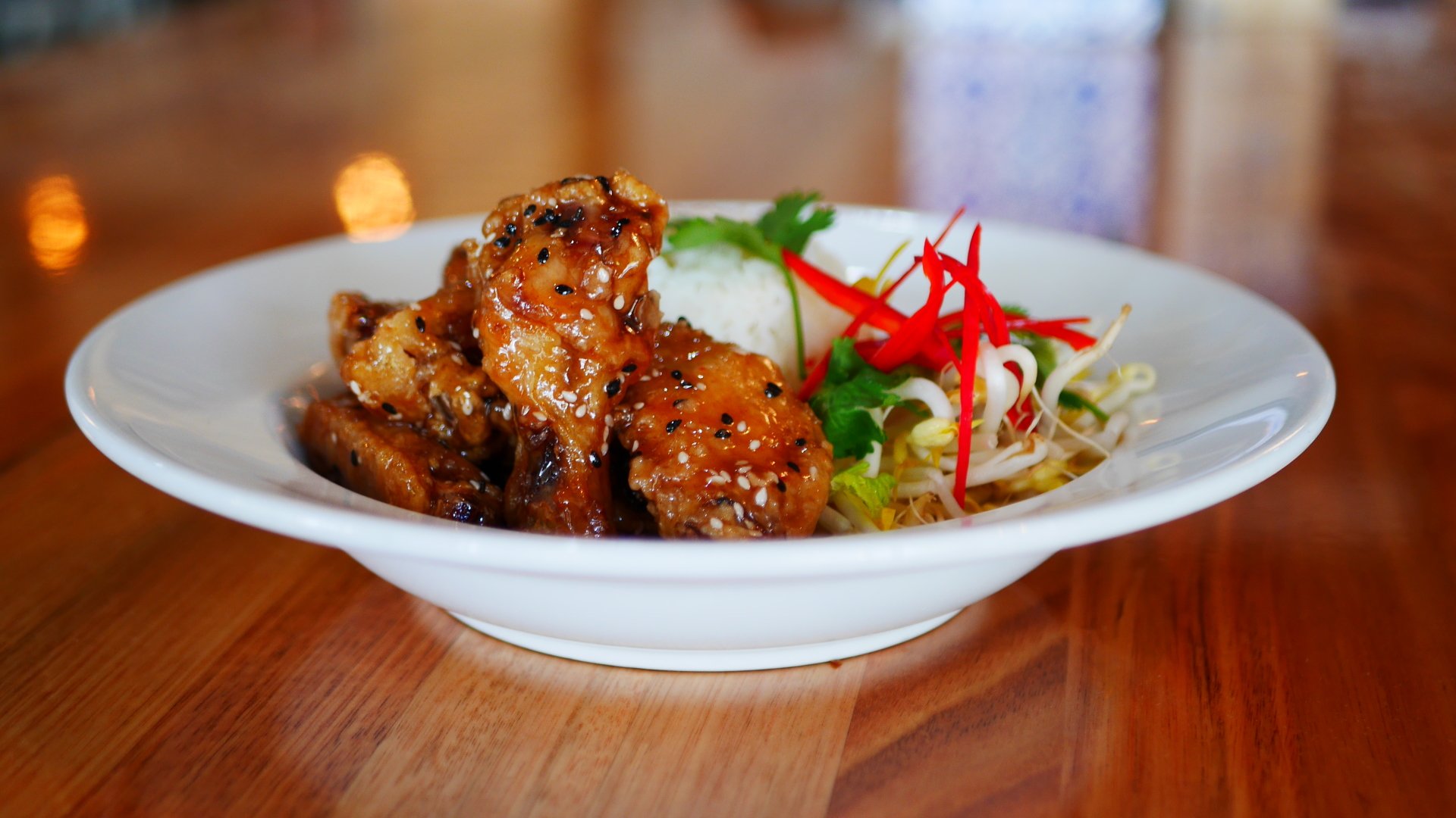 Sticky Taiwanese Plum & Sesame Chicken Wings with Rice
