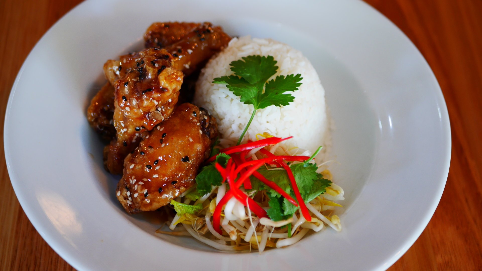 Sticky Taiwanese Plum & Sesame Chicken Wings with Rice